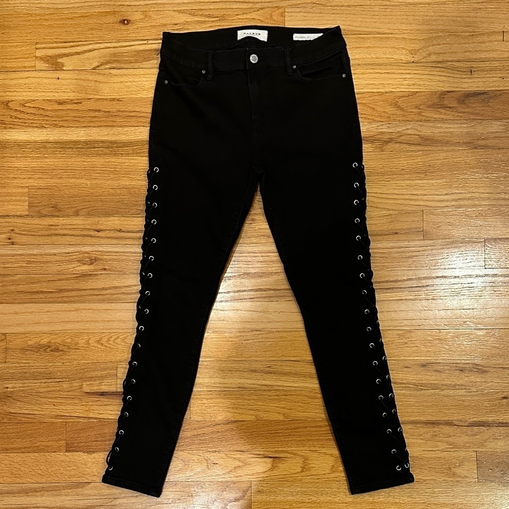 PacSun Black Lace-Up Skinny Jeans